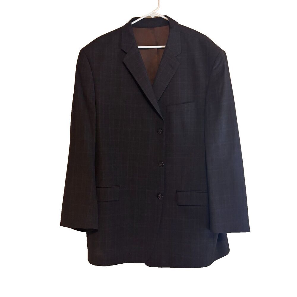 CALVIN KLEIN 3 Button Gray Sport Jacket - Mens Size 50L 100% Pure New Wool